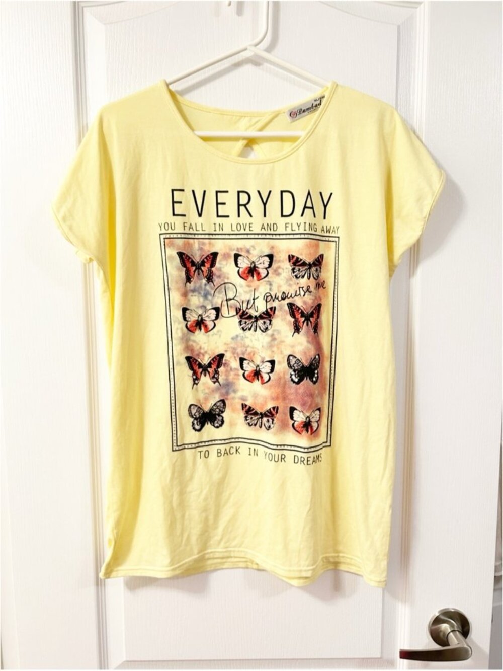 Vintage Y2K Women’s Butterfly Graphic T-shirt Yellow 90s whimsigoth boho Fairy